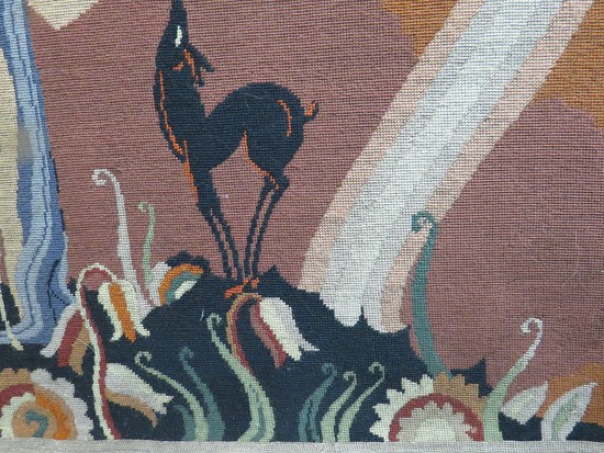 French Art Deco Tapestry Style Jean Dupas Maiden With Fawns